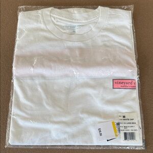 Vineyard Vines White Cap Tee with Pink Logo